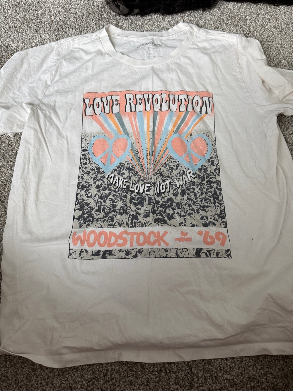 White "Love Revolution" Woodstock '69 Graphic Tee